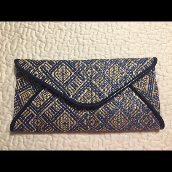 MMS Design Studio Handbags - Mosaic blue straw clutch